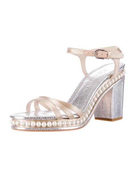 chanel pearl sandals 2018|Chanel heeled sandals.